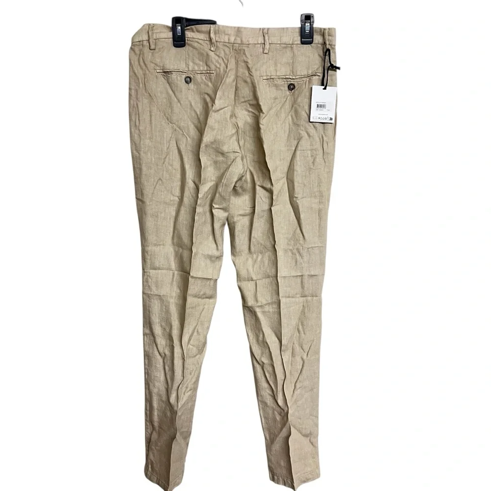 New Mens Europann Saint Tropez Dylan Beige Casual‎ Linen Trousers Pants